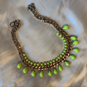 Chunky gold and neon yellow statement necklace